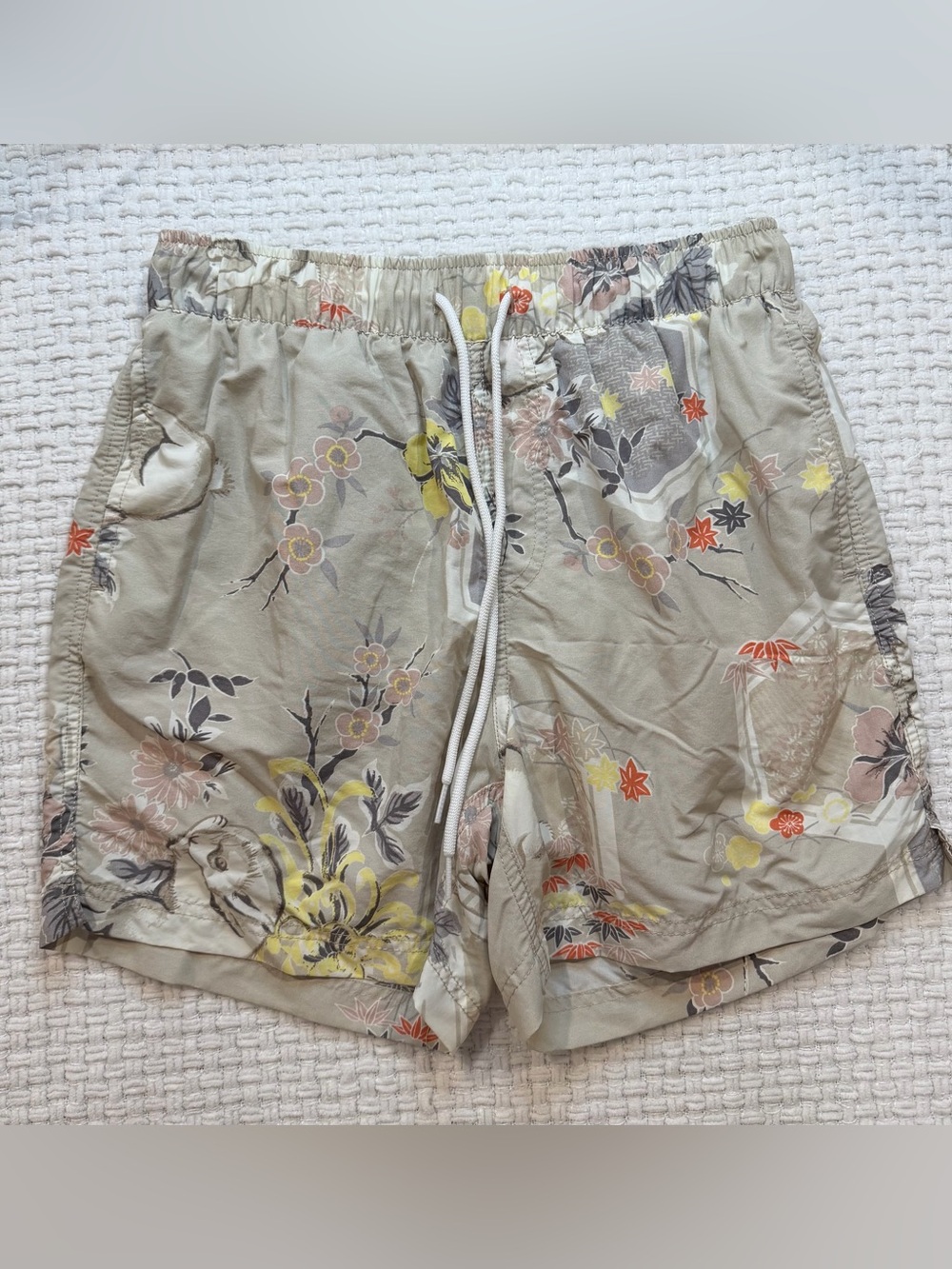 Urban Outfitters Beige Floral Swim Trunks